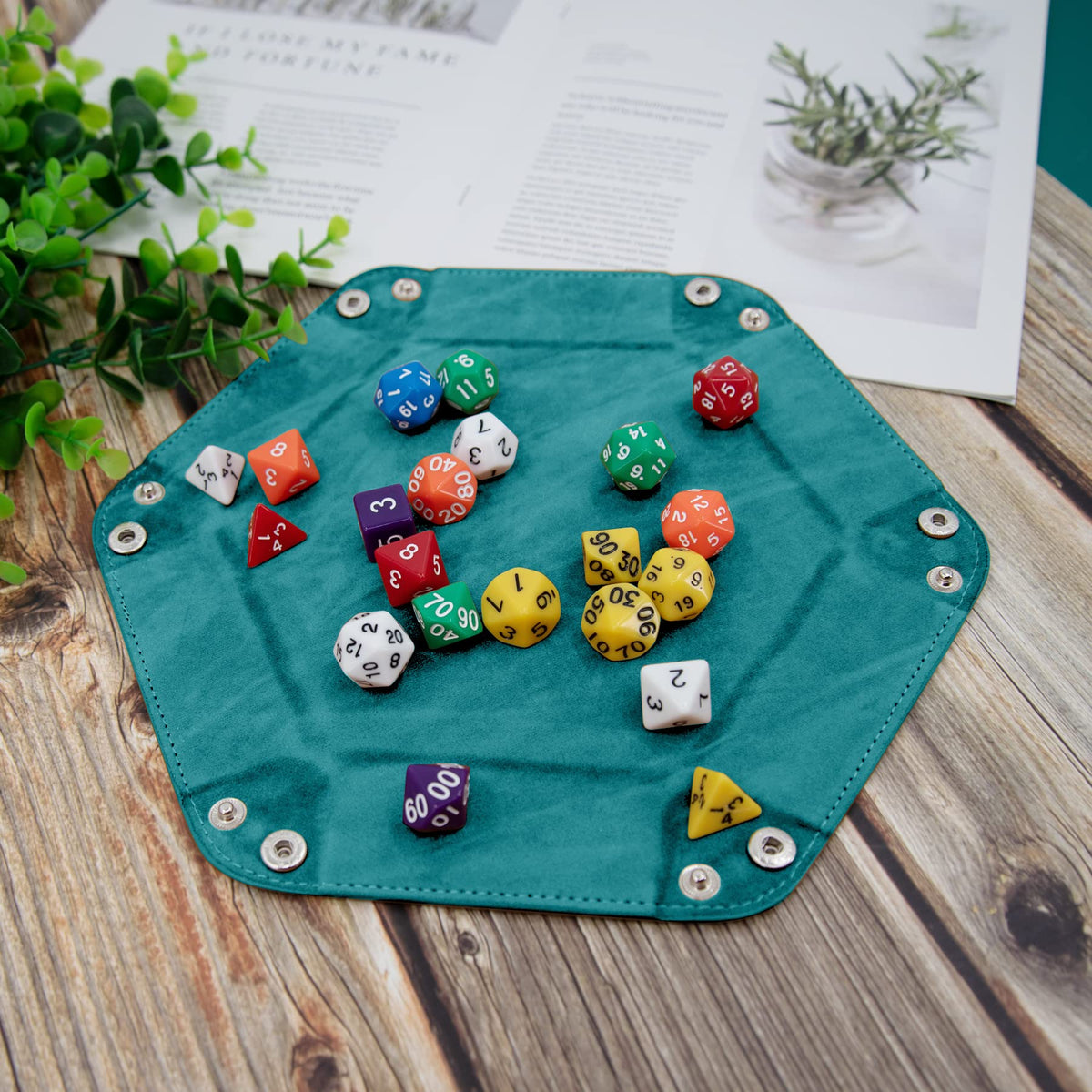 SIQUK hexagon pink dice tray portable for game nights