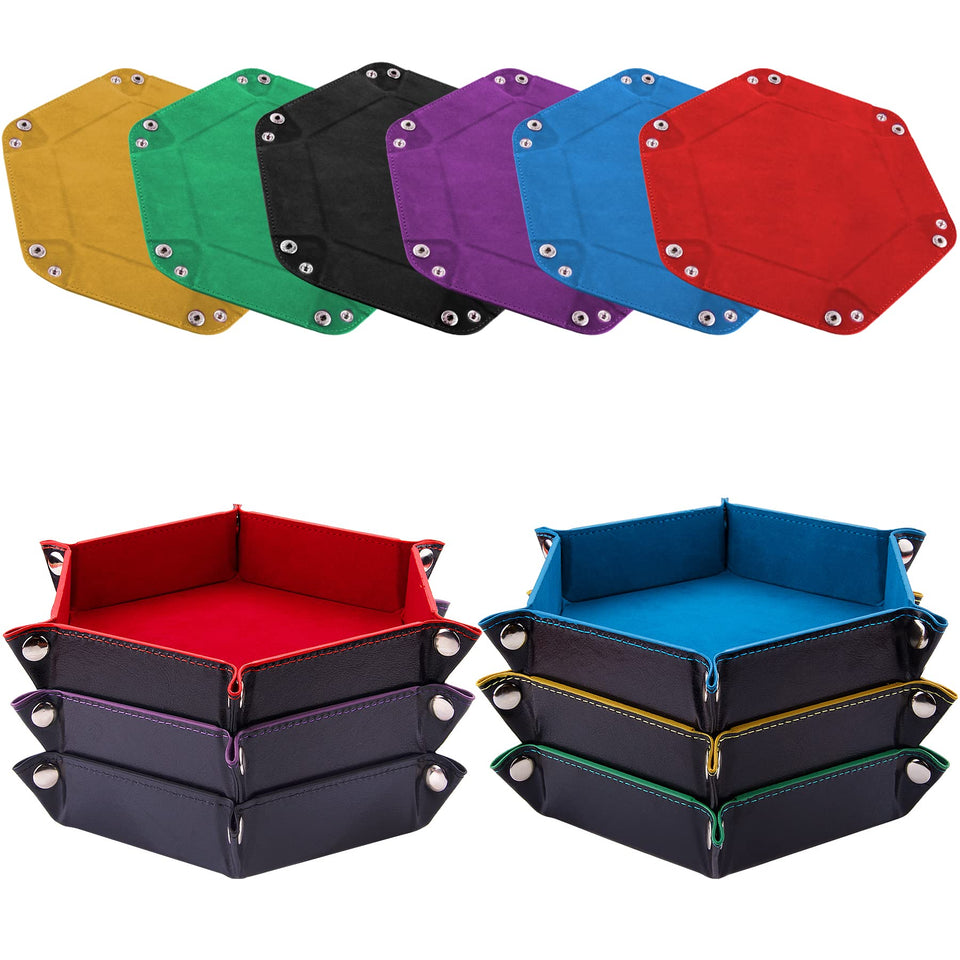 SIQUK hexagon red dice tray, portable RPG companion for secure rolls.