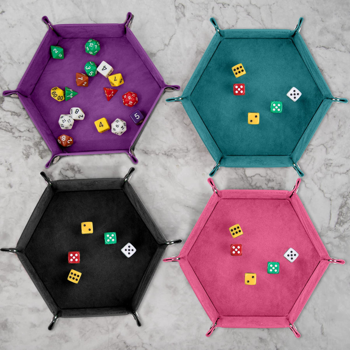 SIQUK hexagon sky blue dice tray keeps dice organized during play