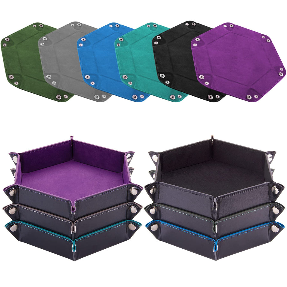 SIQUK hexagon dice tray violet folding, portable and protective for polyhedral dice.