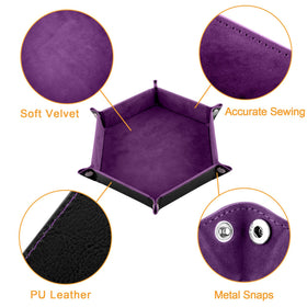 SIQUK hexagon violet dice tray with snap corners for quick setup