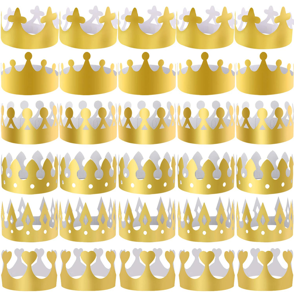 SIQUK gold paper crowns pack front view for festive celebrations