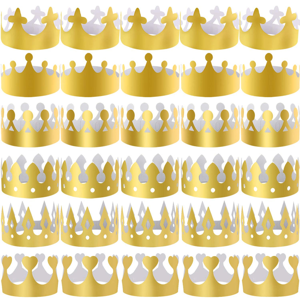 SIQUK gold paper crowns pack front view for festive celebrations