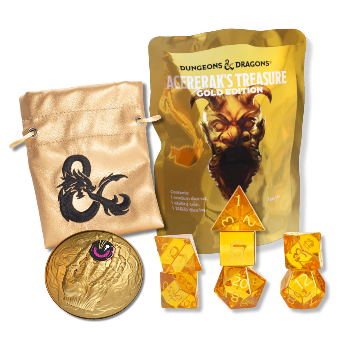 Sirius Dice Acererak's Treasure Gold Edition 7pc dice set for tabletop adventures