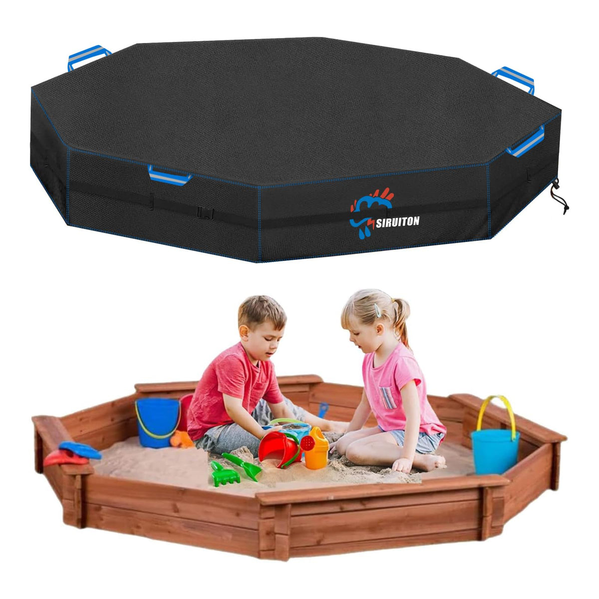 SIRUITON octagon sandbox cover provides waterproof protection against rain and leaves.