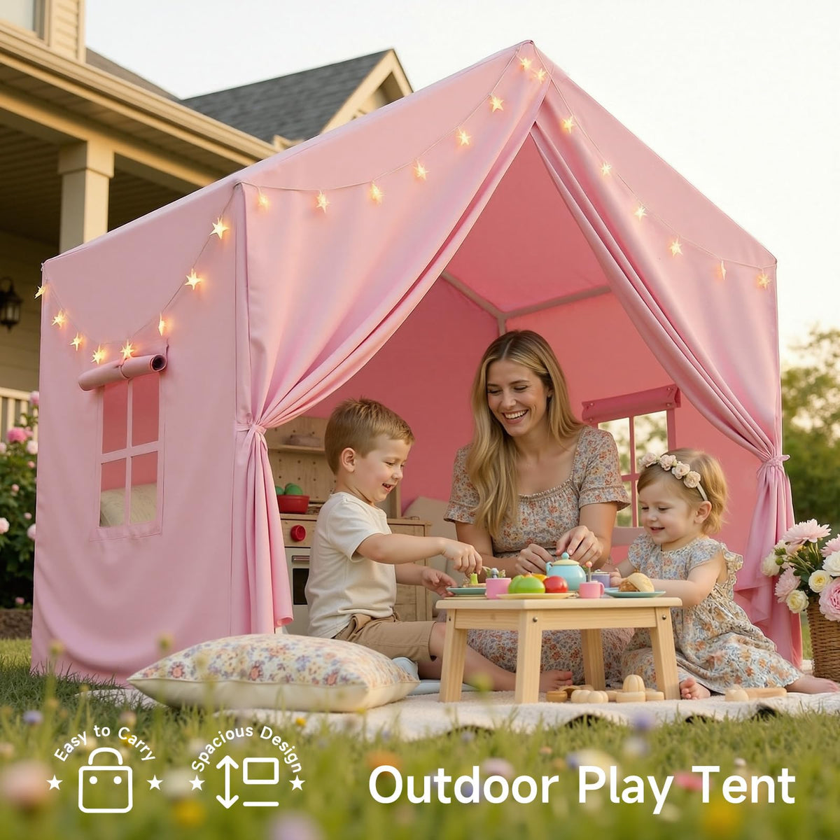 SISTICKER pink play tent ready as a gift option