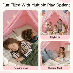 SISTICKER play tent pink star lights illuminate the interior