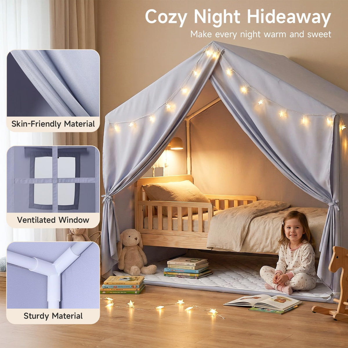 SISTICKER play tent uses safe non-toxic materials with breathable fabric