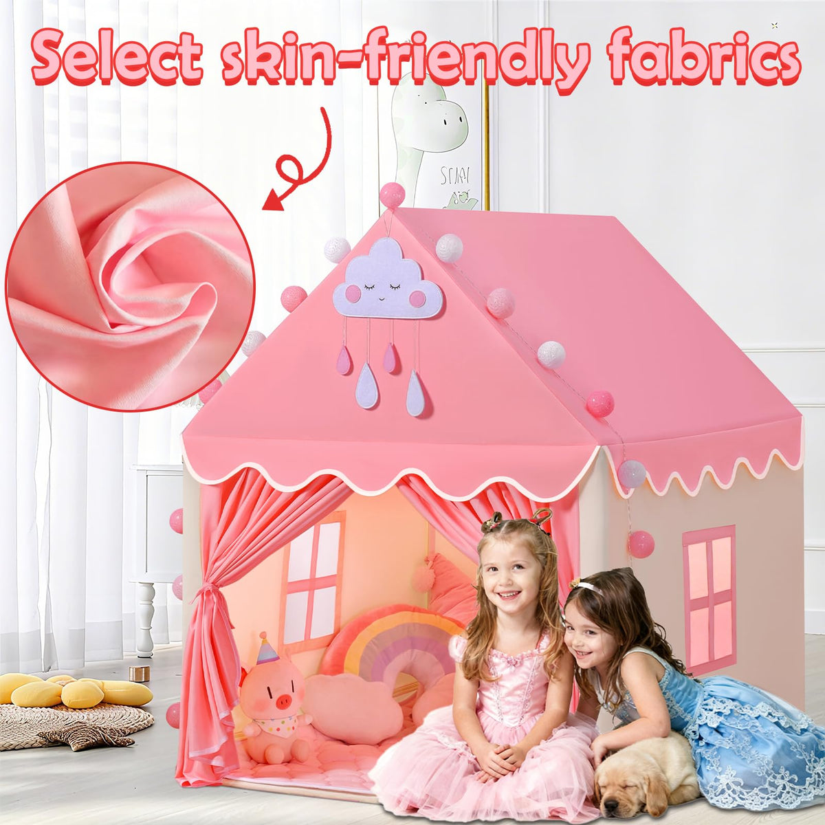 SISTICKER Kids Tents interior view showing cozy play space with mat