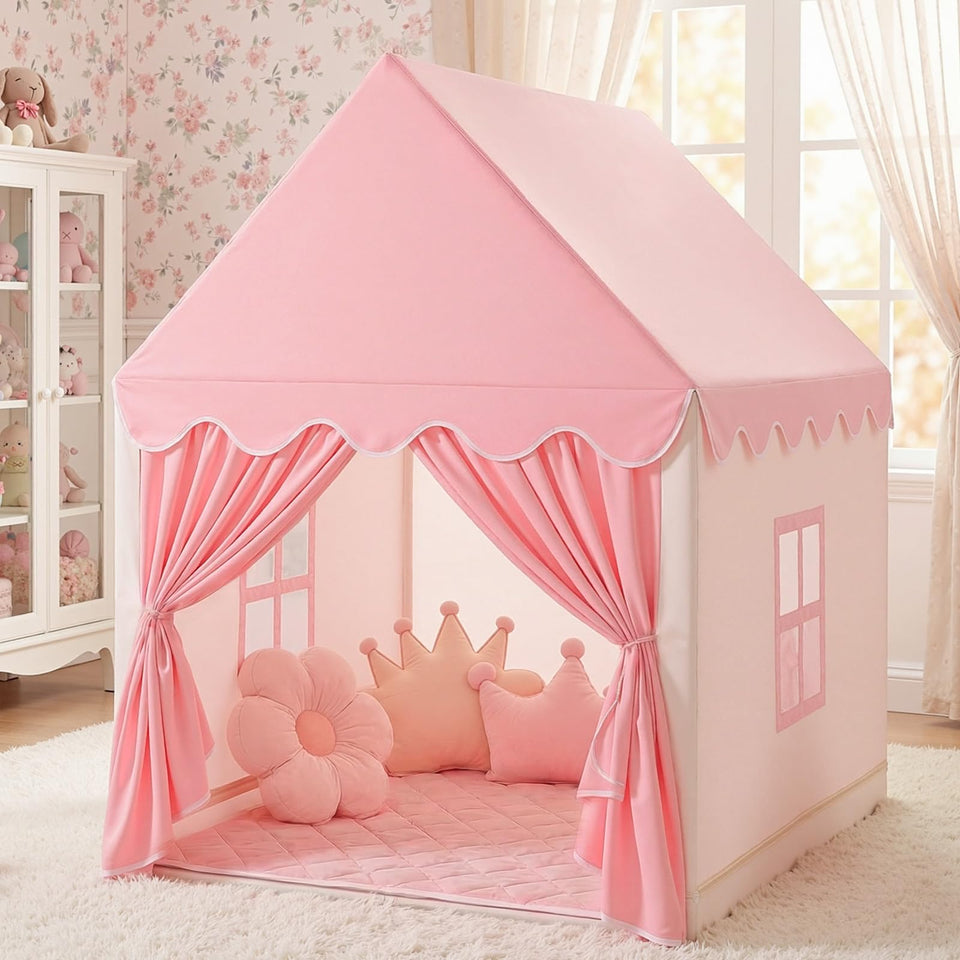 SISTICKER princess castle tent provides a magical play space for little girls.