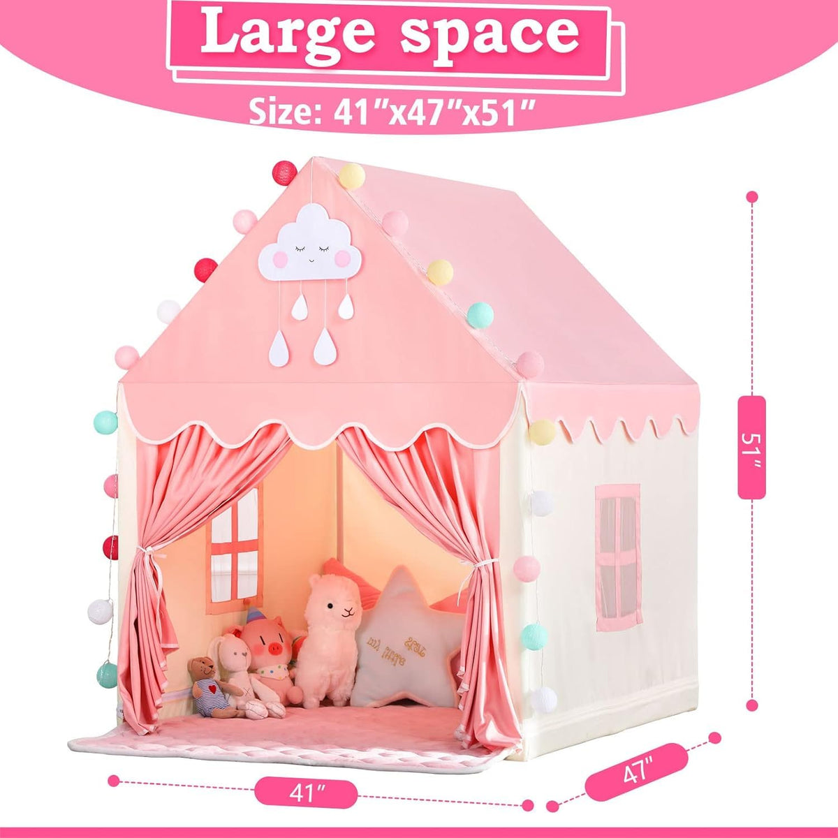 SISTICKER Princess castle tent mat combo supports comfy rest during playtime