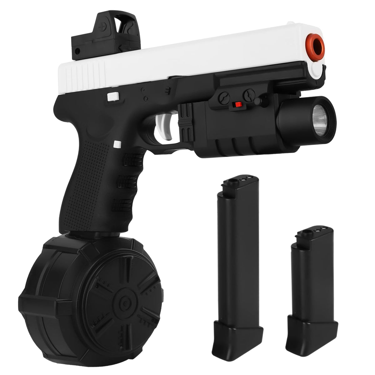SitertCF X2 blaster front view in white for outdoor gel battles