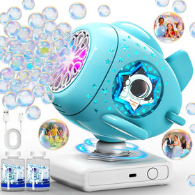 Sitodier bubble machine with 360° rotating base for immersive play.