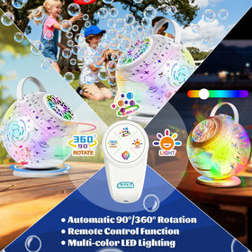 Sitodier bubble machine 360-degree rotation for nonstop bubble action.