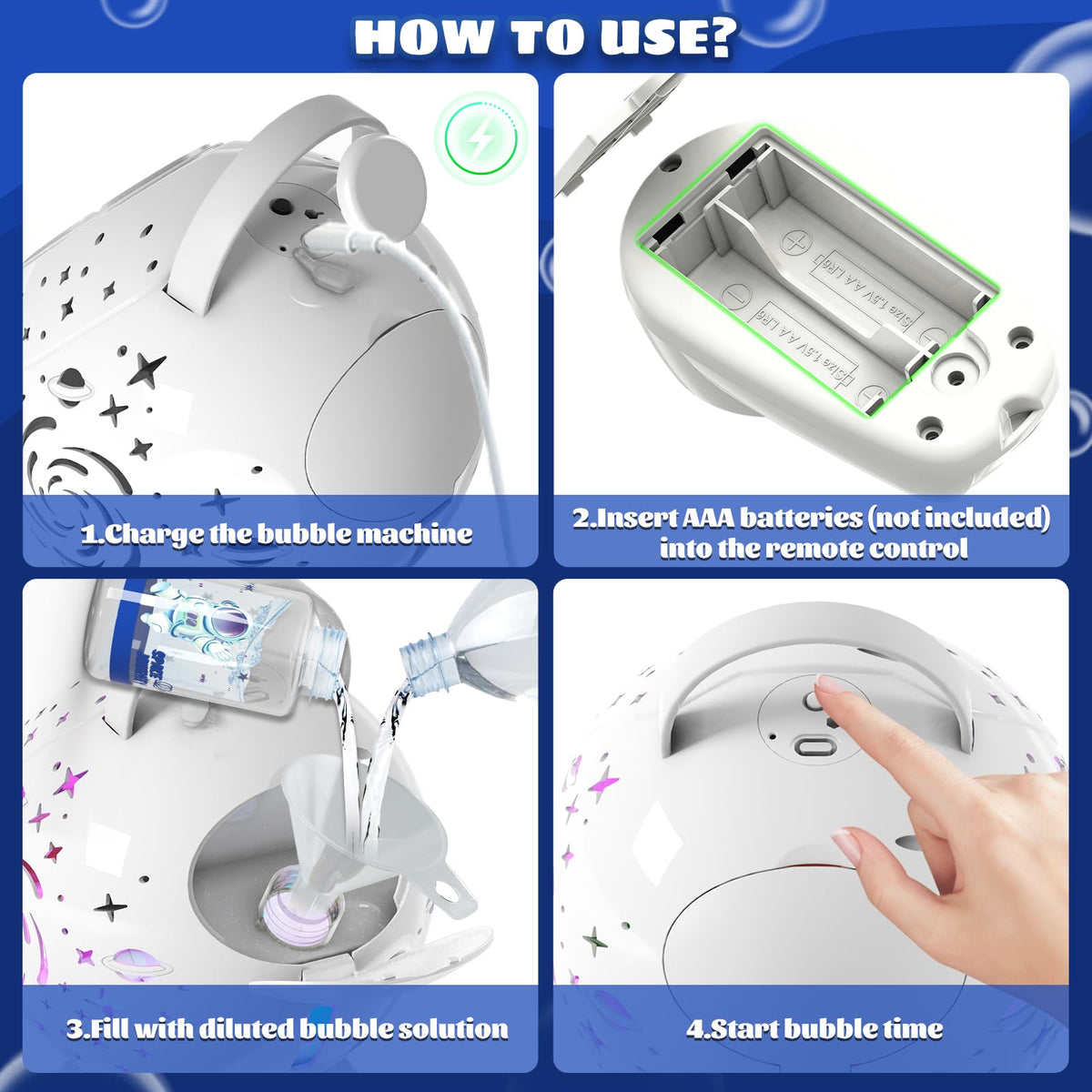 Sitodier bubble solution concentrate for easy, mess-free mixing.