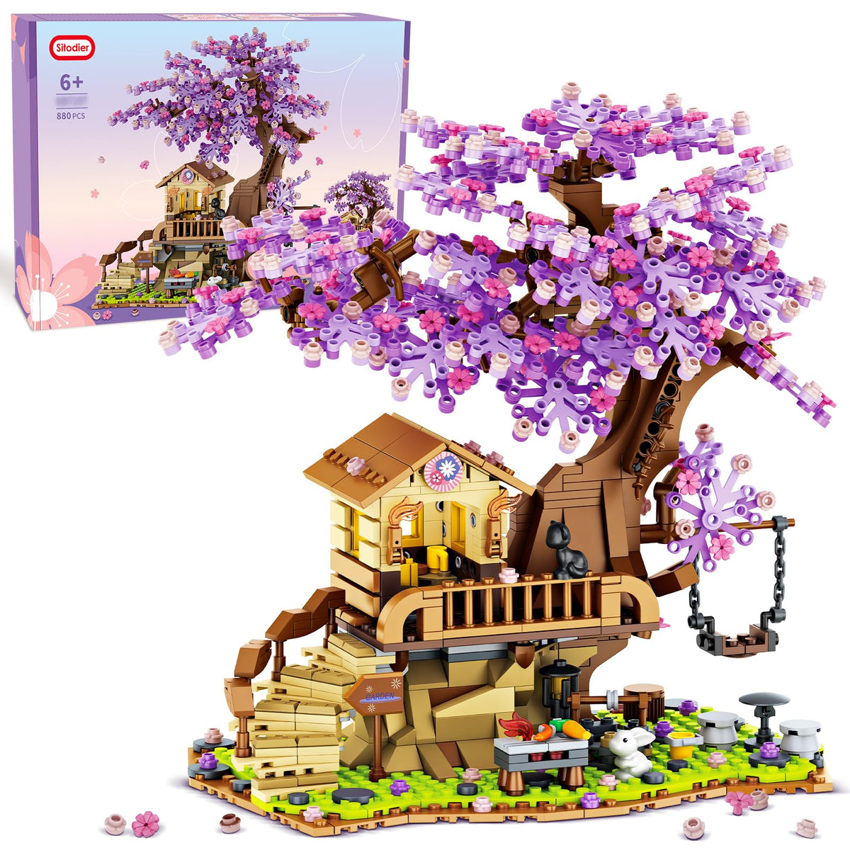 Sitodier Cherry Blossom Tree House kit sparks imaginative play with colorful bricks.