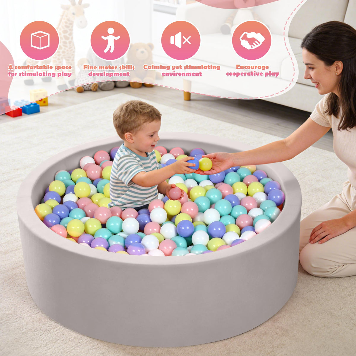 SIUUHOVS ball pit with a practical zipper design for easy cleaning.