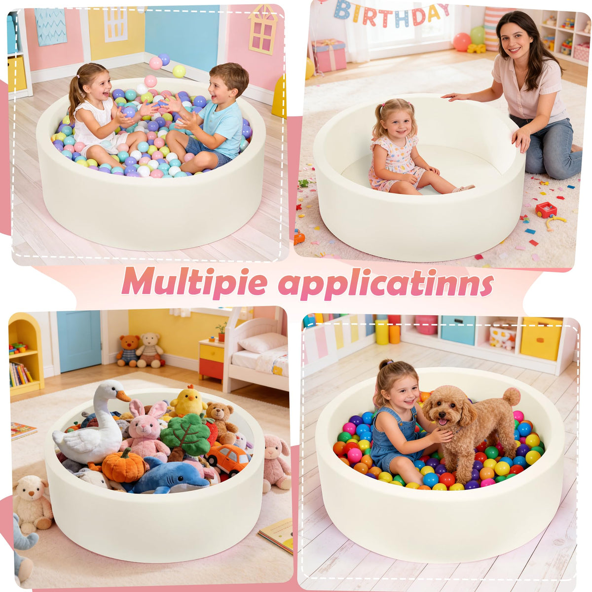 Ball pit wall with memory foam core provides cushioned safety for kids.