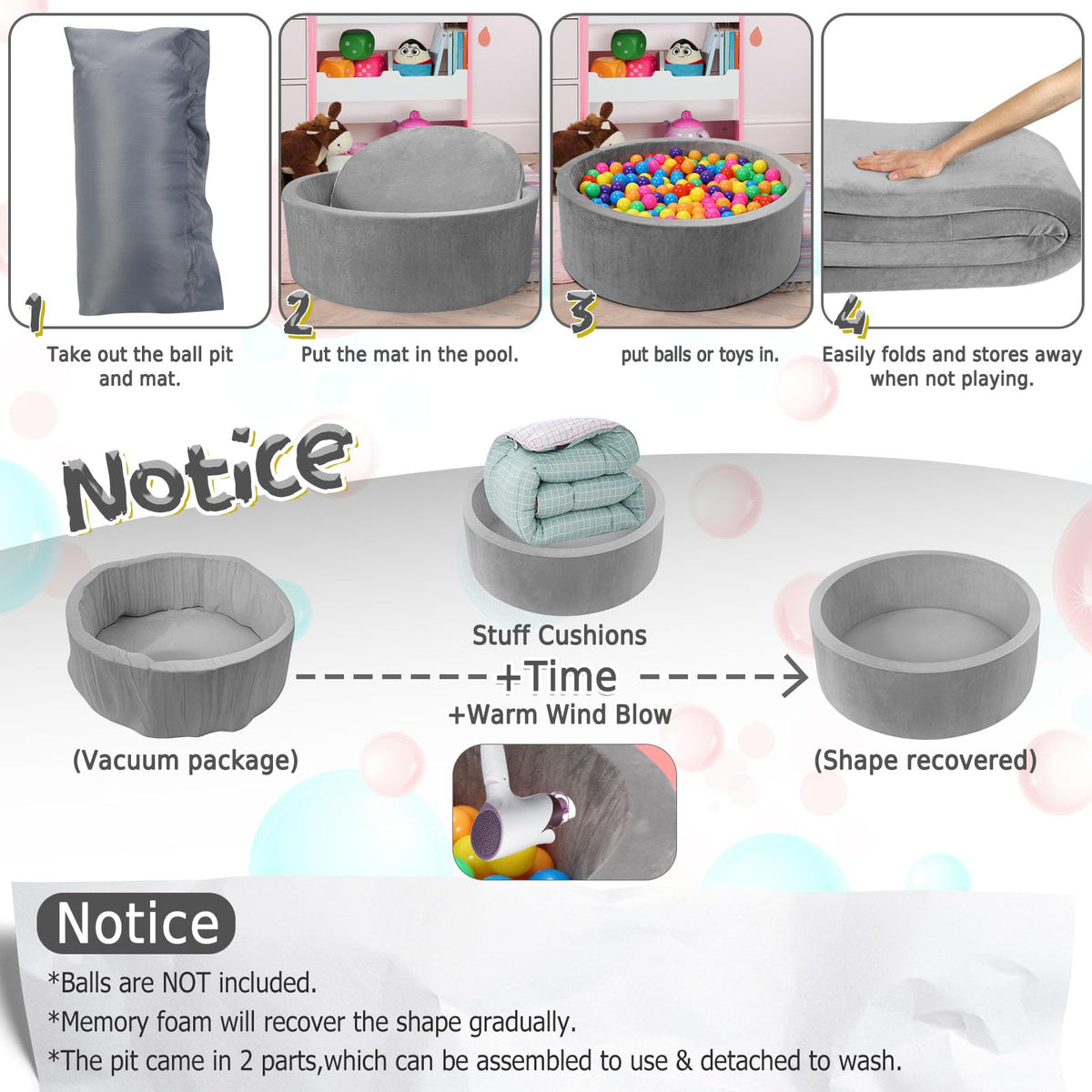 SIUUHOVS vacuum-packaged ball pit ready for expansion after unboxing