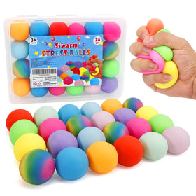 Siwarm 24-pack stress balls in assorted colors for quick focus and stress relief.