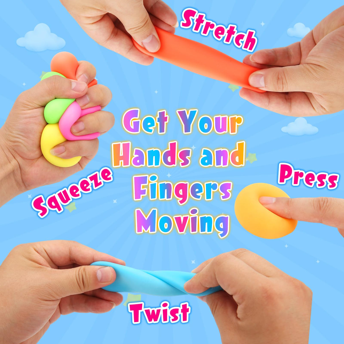 Siwarm stress balls show pocket-size design for on-the-go stress relief.