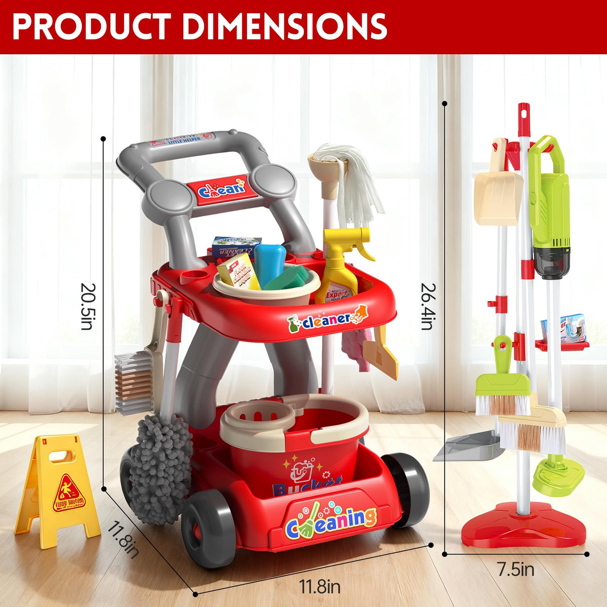 Siwuoke Kids Cleaning Toy Set spray bottle promotes role-playing rinsing and careful use