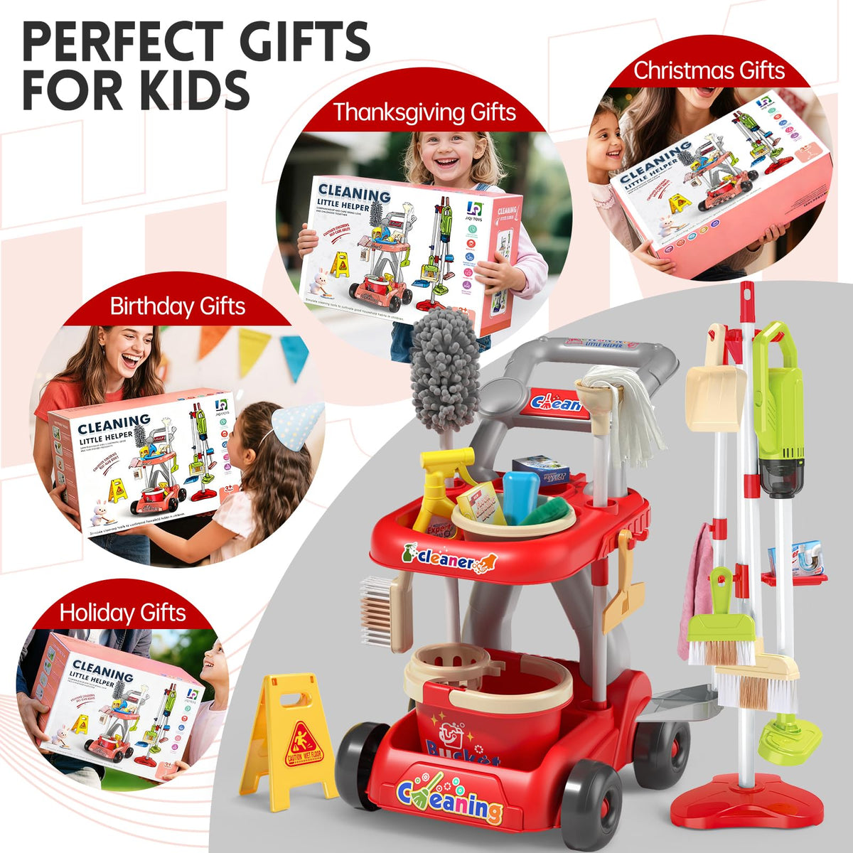 Siwuoke Kids Cleaning Toy Set storage case keeps tools organized and ready