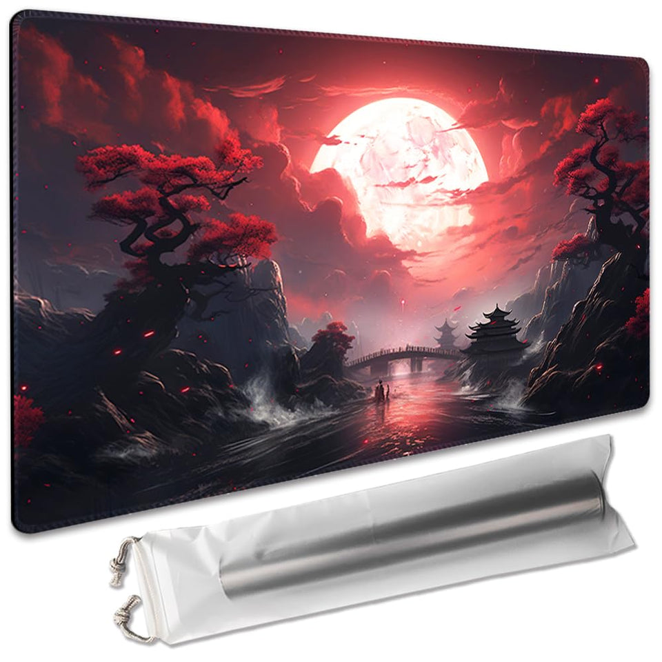 SIXTORE Blood Moon Secrets MTG playmat, 24x14 inch surface for steady card shuffling.