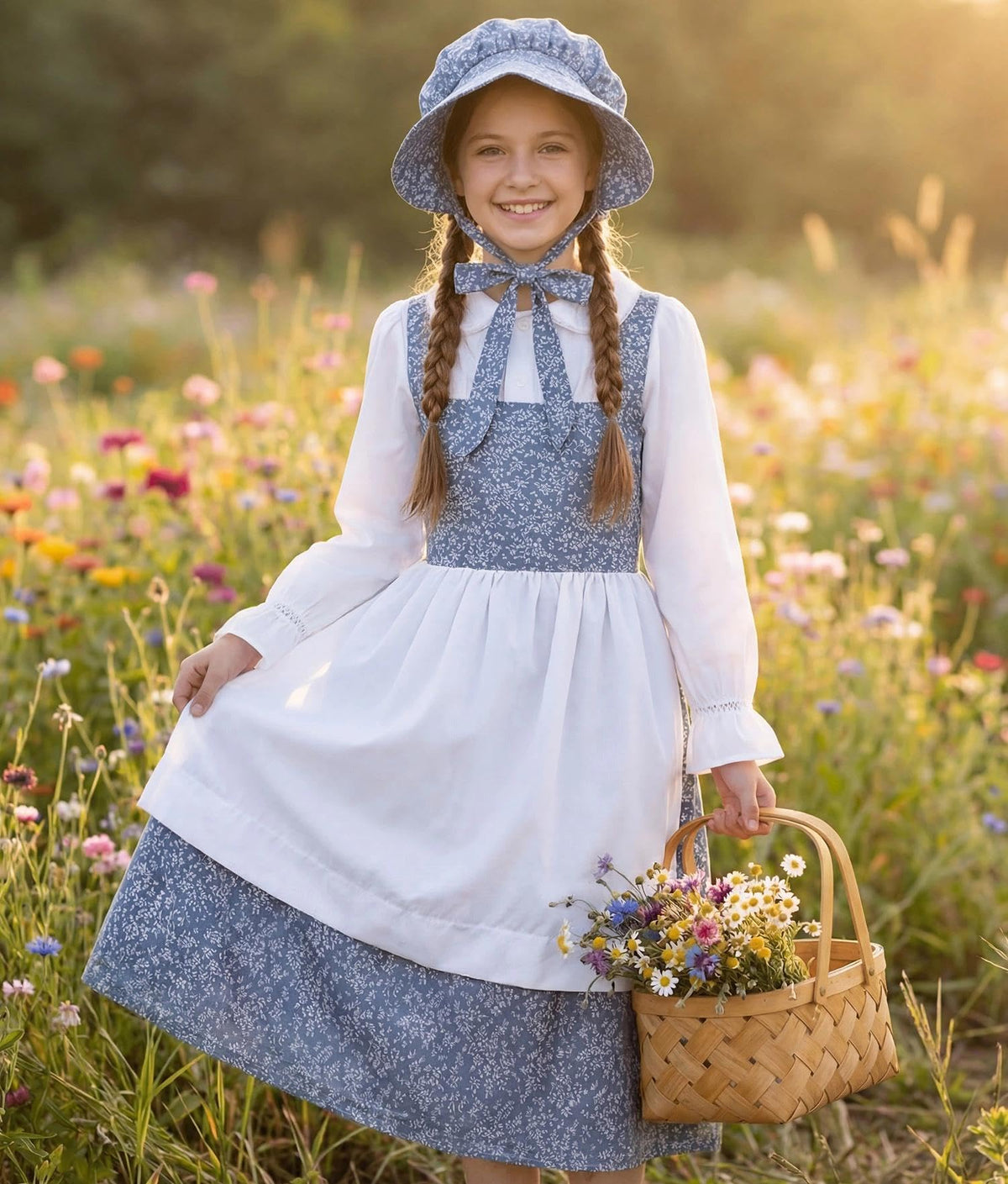 SIZGAROOT colonial dress and bonnet ensemble for an authentic period look during school plays.