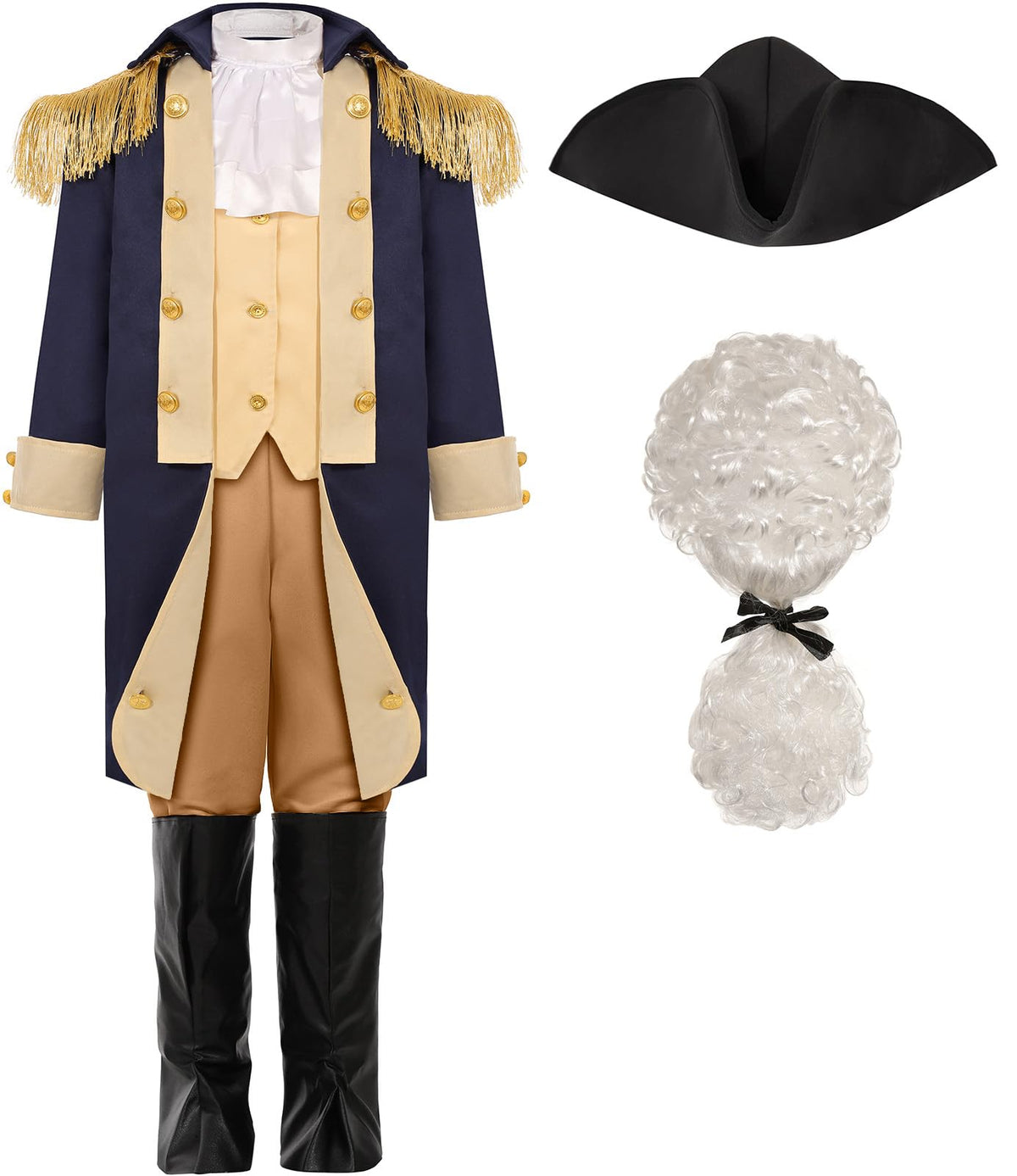 SIZGAROOT George Washington coat for kids—authentic colonial look for history plays