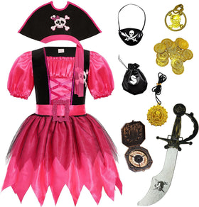 SIZGAROOT Girls Pirate Costume dress for imaginative play and festive dress-up.