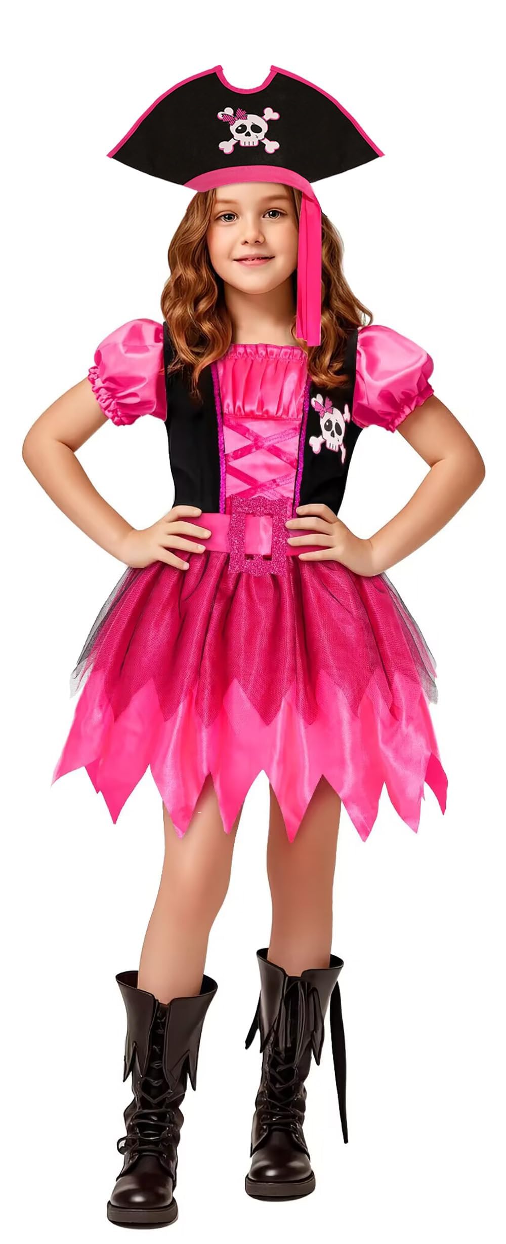 SIZGAROOT Girls Pirate Costume hat completes authentic seafaring look.