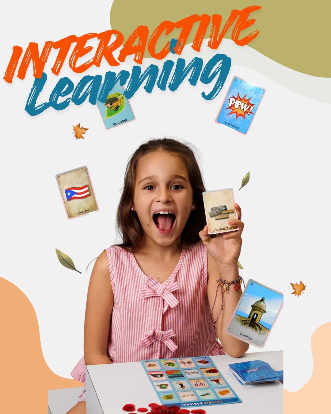 SJ Entertainment Boricua Spanish flash cards support immersive language practice during games.