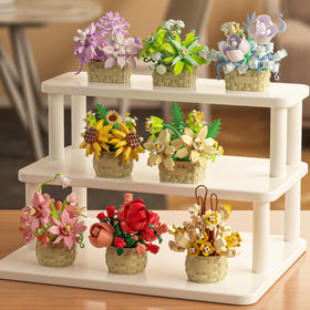 SJIADA Flower Blocks Gardenia: lush petals in a compact display for shelves.