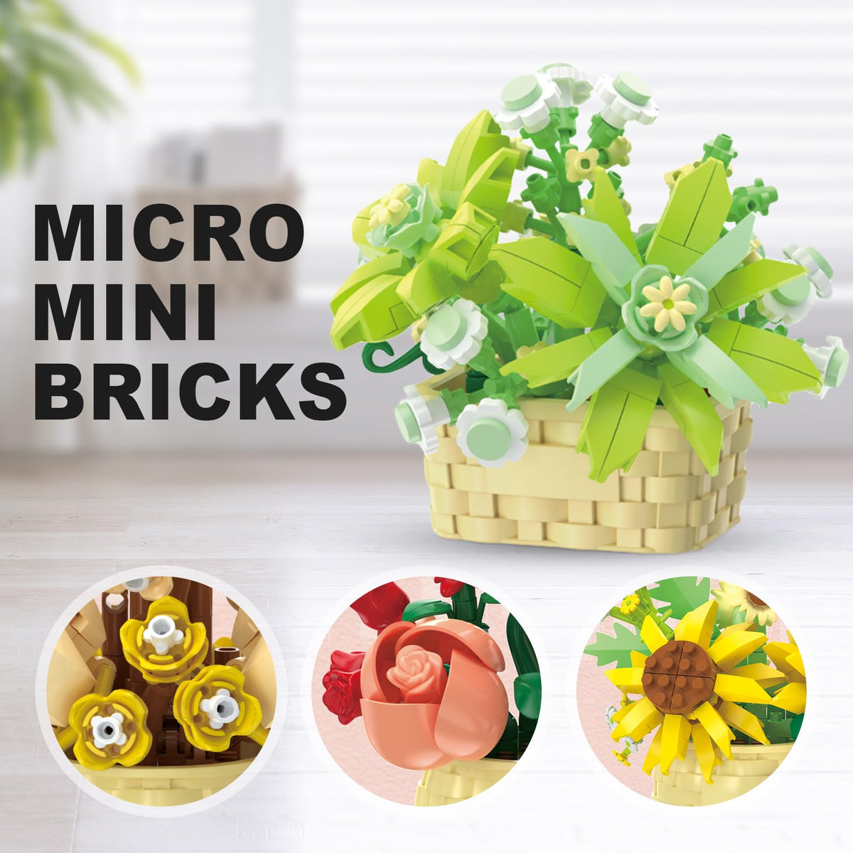 SJIADA Flower Blocks Lilies: elegant indoor accents for shelves and display.