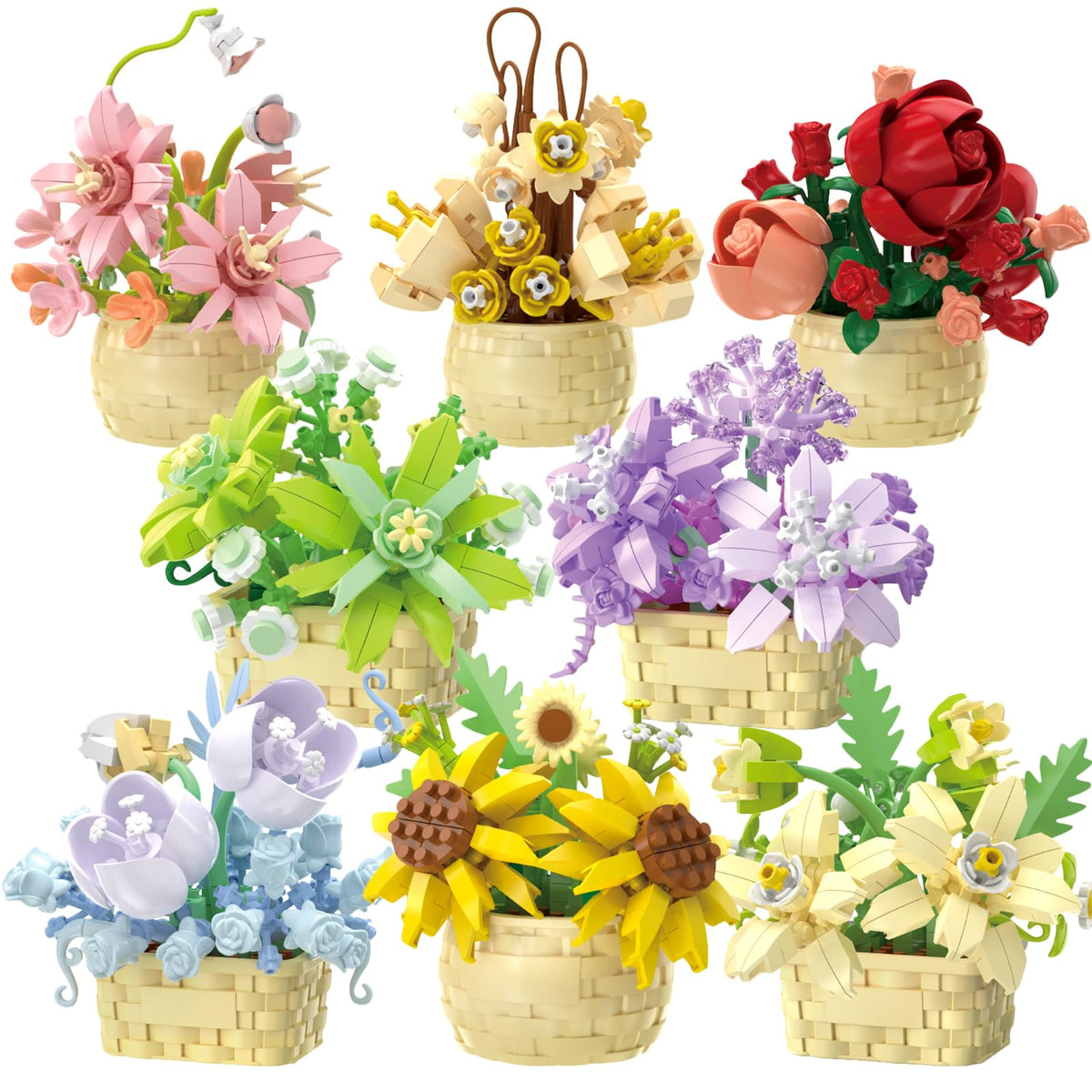 SJIADA Flower Blocks Roses: detailed miniature rose kit for home decor and collectability.