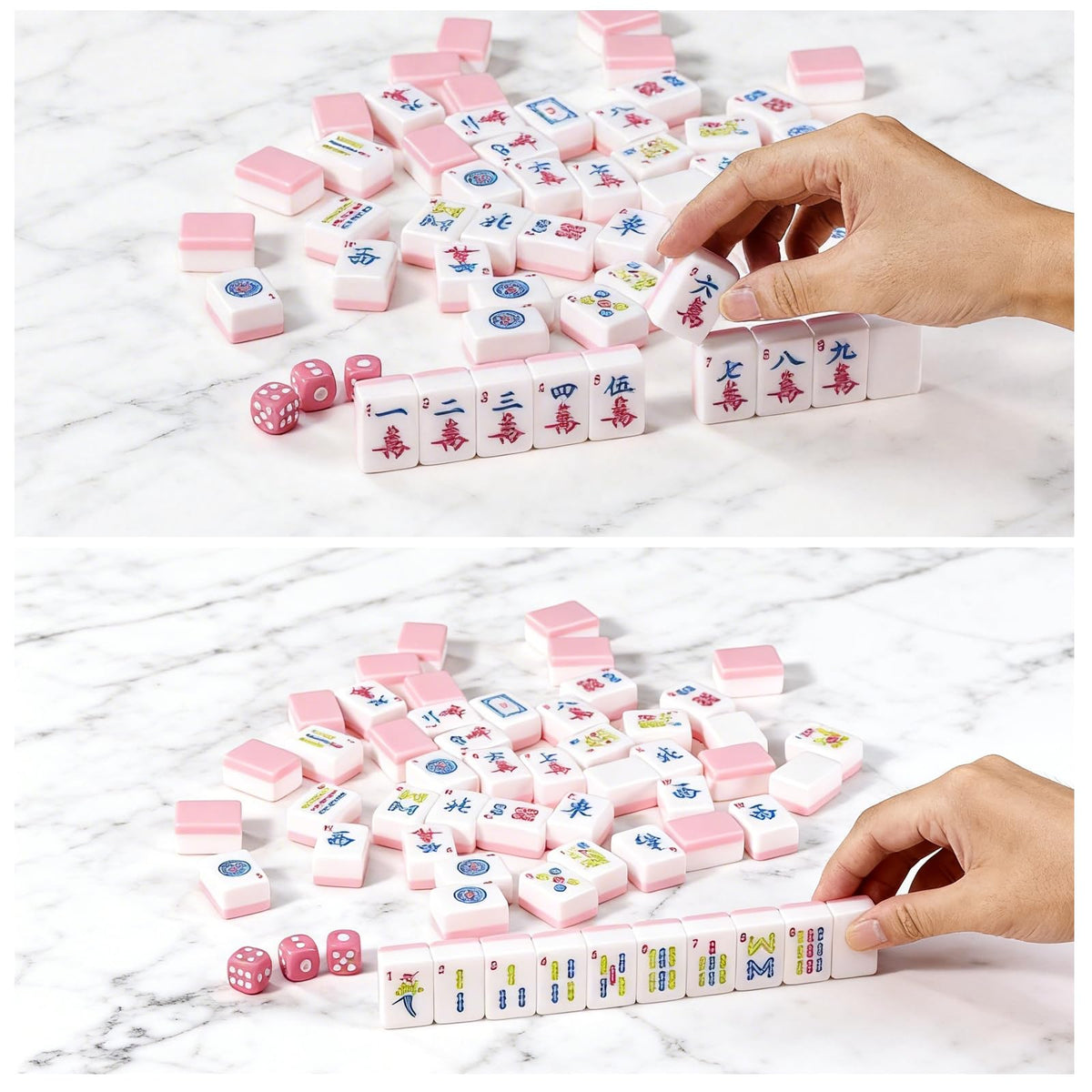SJKHGU American Mahjong pink set tiles with stylish design.