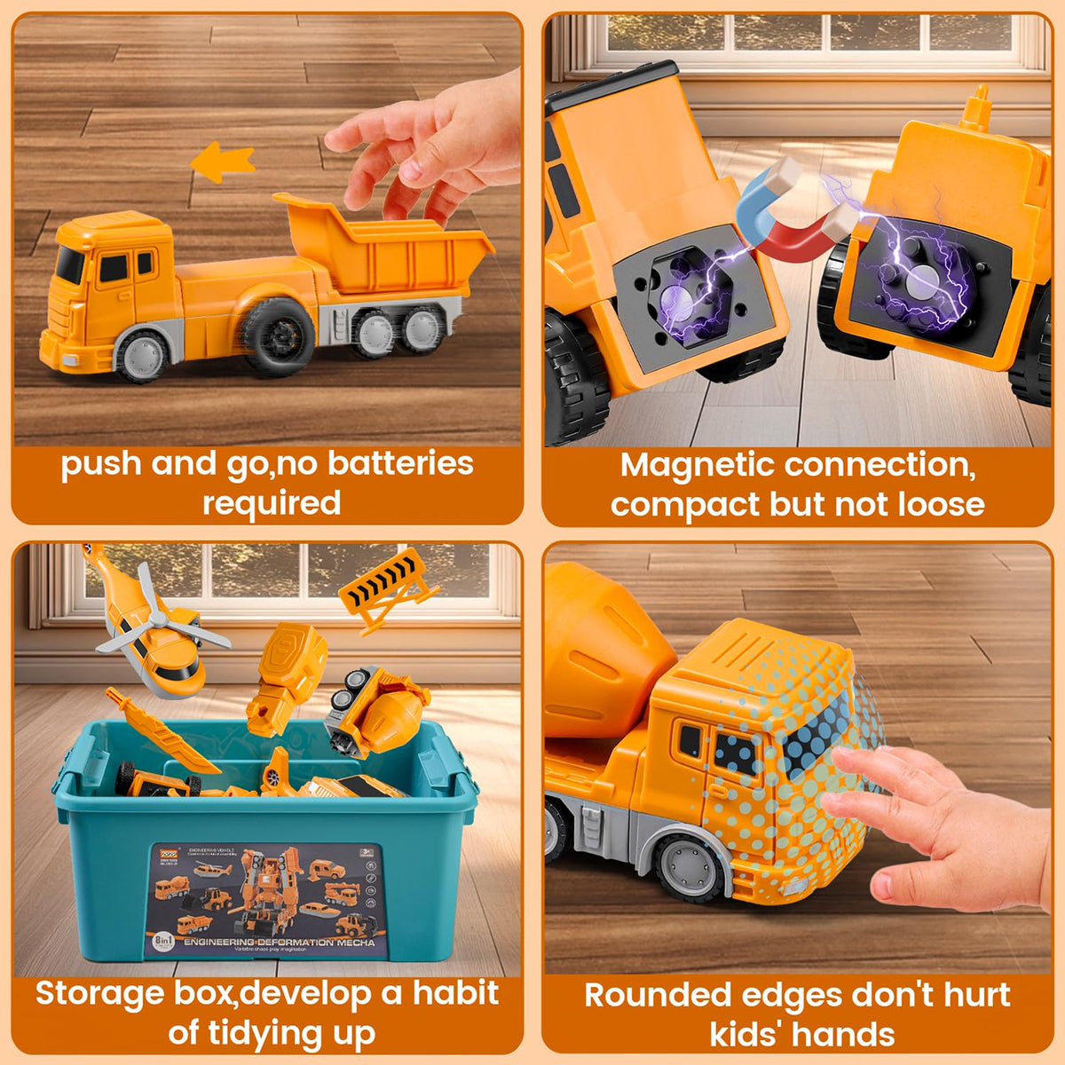 SJYN construction-vehicles with sturdy ABS parts for safe play.