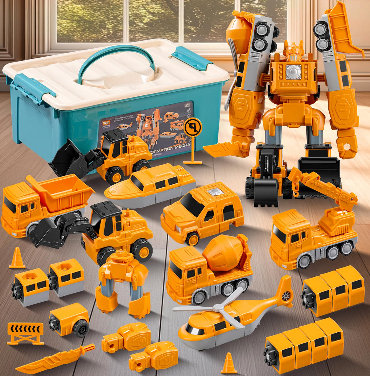 SJYN Magnetic Transform Trucks enable imaginative building play.