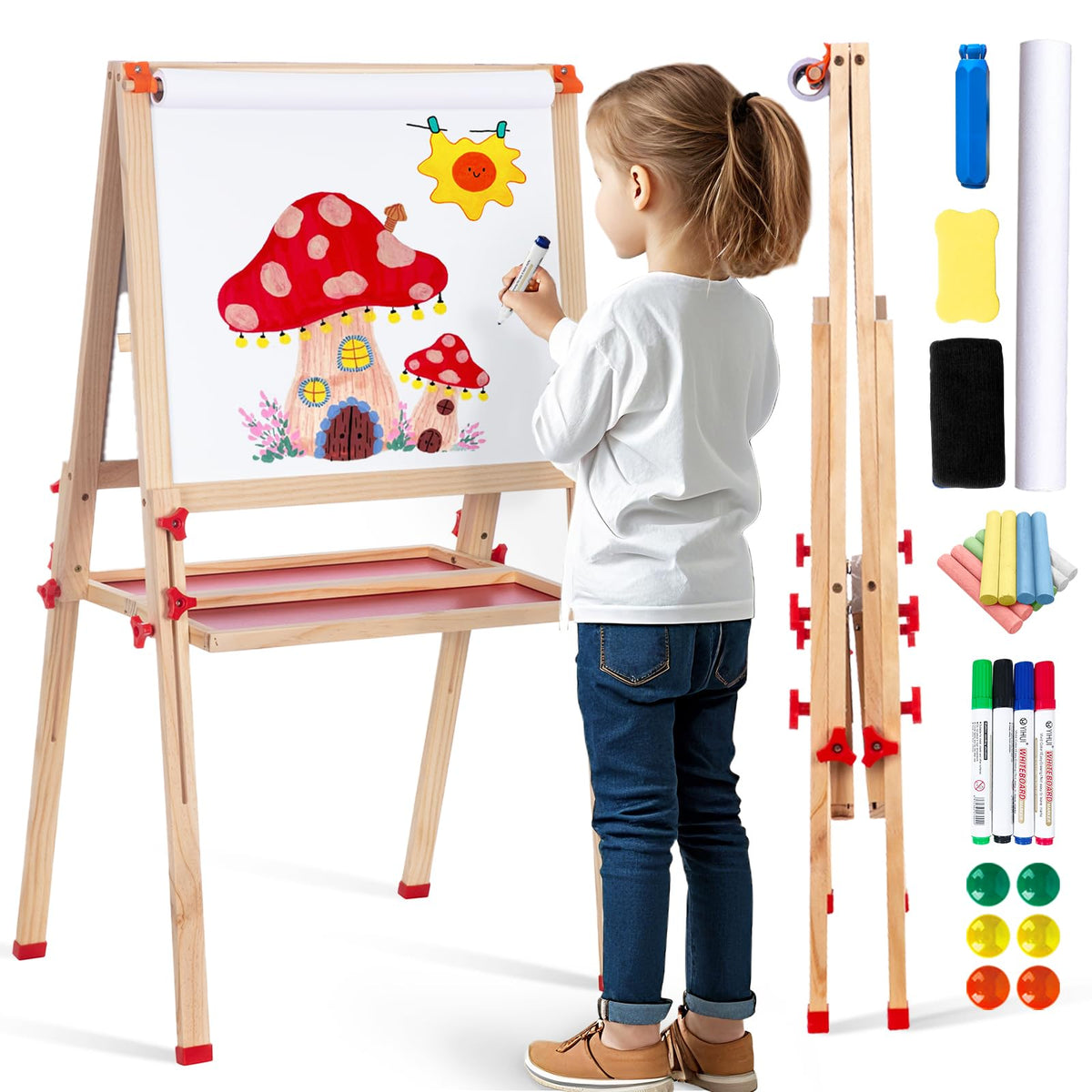 SketchNest wooden adjustable kids easel - sturdy art station for growing artists.
