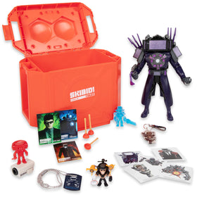 Skibidi Toilet dog tag, stickers, and trading cards for collectors.