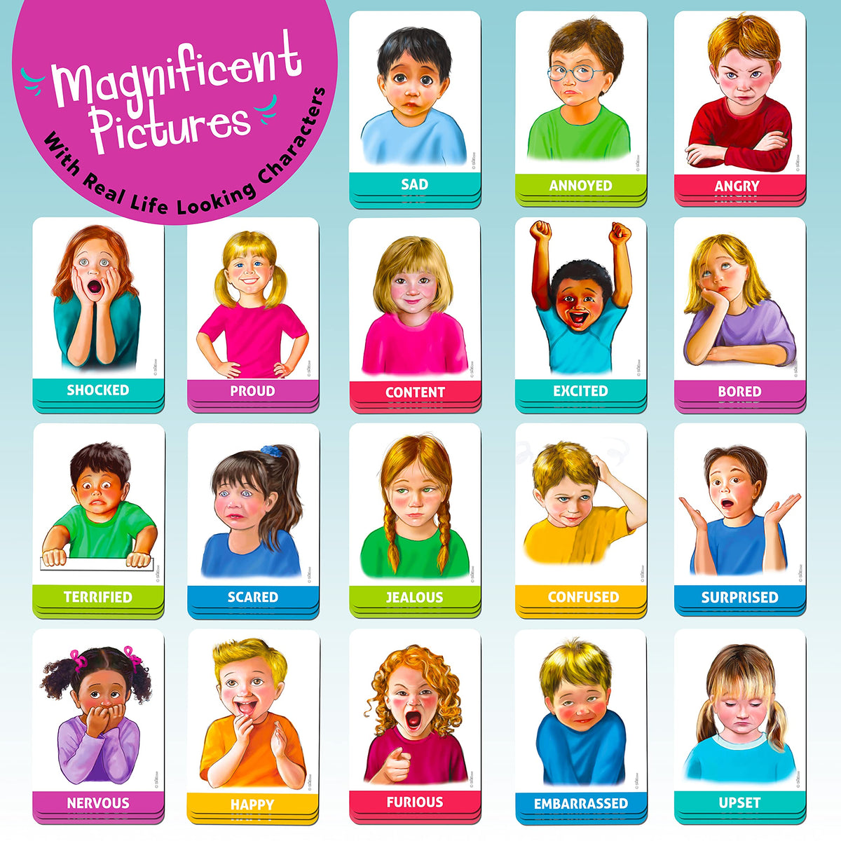 SkillEase Happy or Not emotion cards illustrate expressions for kids to label feelings confidently.