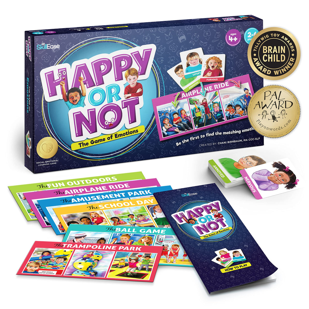 SkillEase Happy or Not family-friendly setup supports home practice with engaging activities.