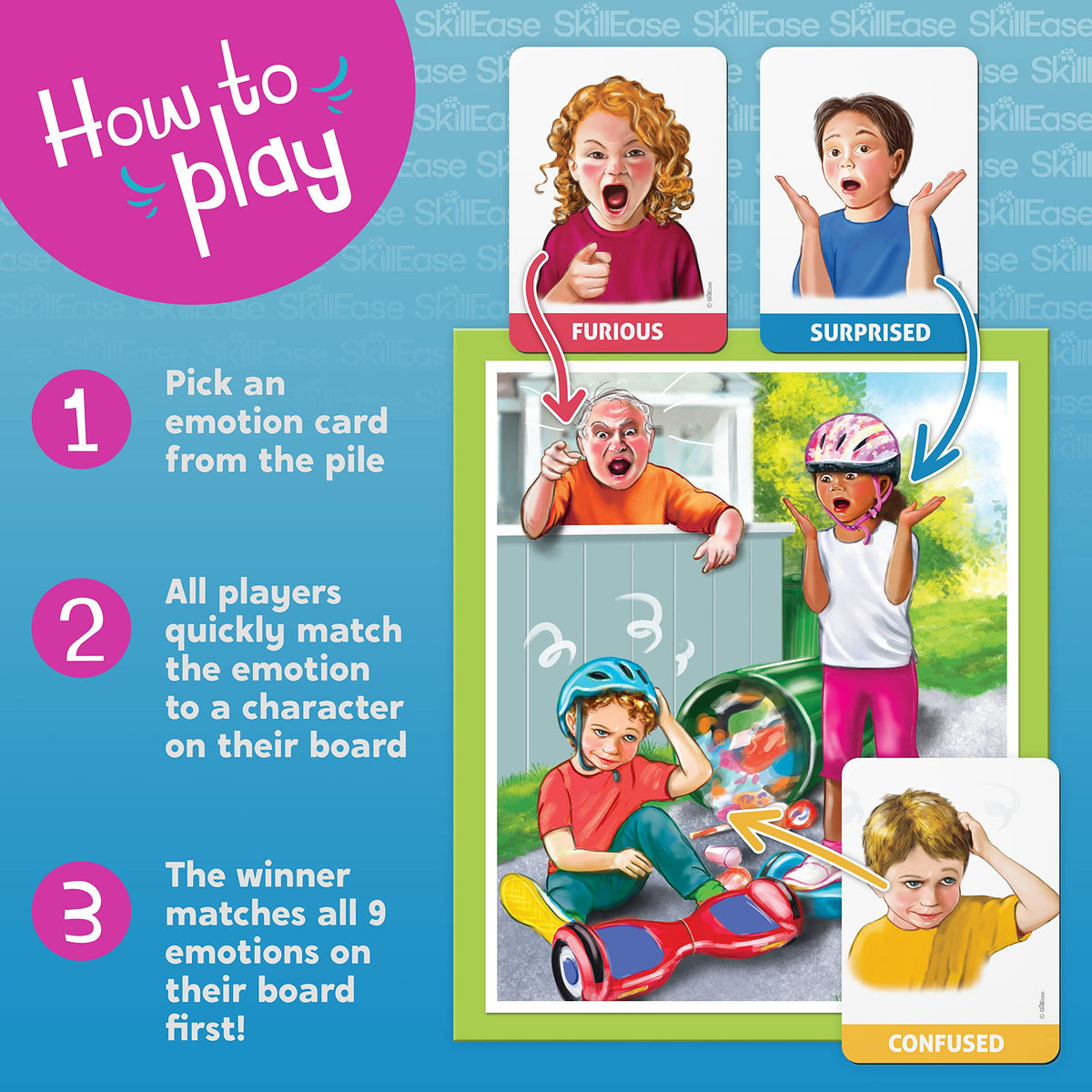 SkillEase Happy or Not scene illustrations help kids recognize emotions in everyday situations.