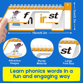 SkilLify 40 Read and Rhyme Flip Books spread helps kids recognize phonics patterns through vivid illustrations.