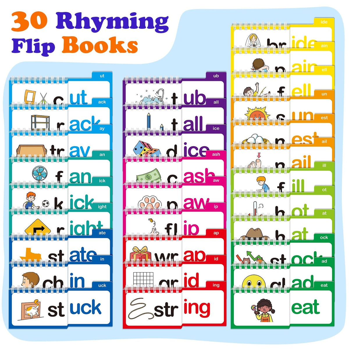 SkilLify 30 flip books pair rhymes with vivid visuals for word learning