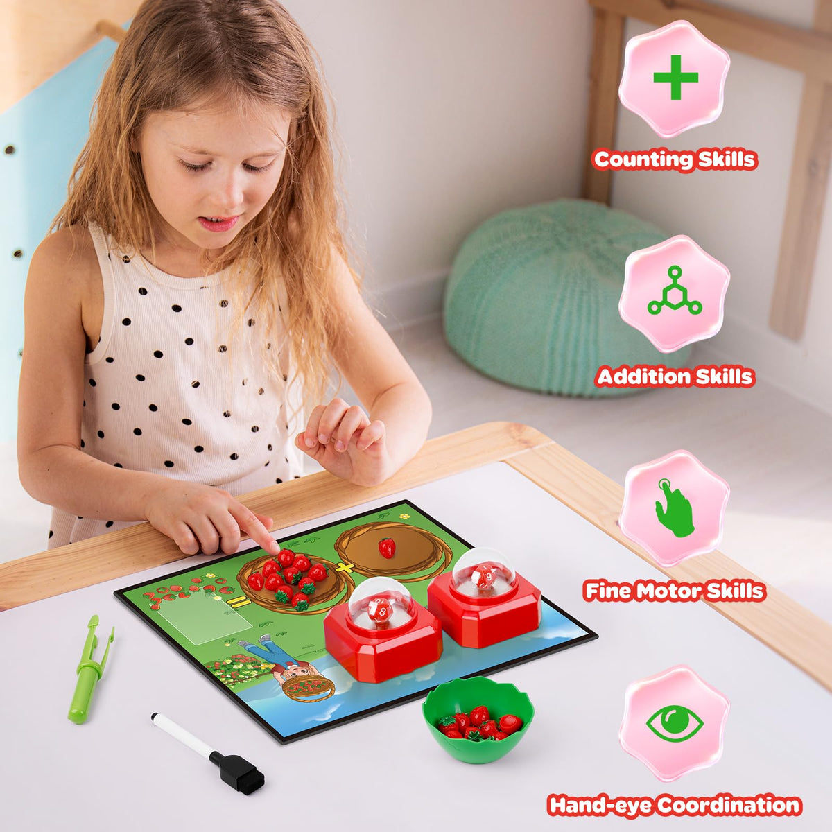 SkilLify dry-erase board lets kids write and wipe clean.