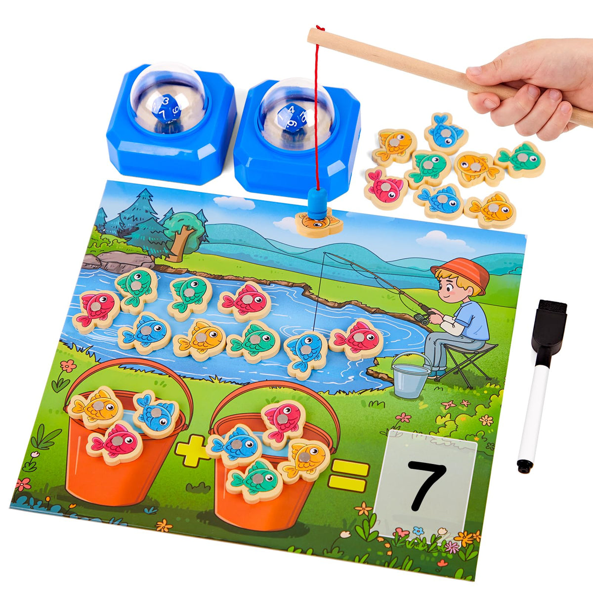 SkilLify magnetic fishing game complete set for interactive addition practice.
