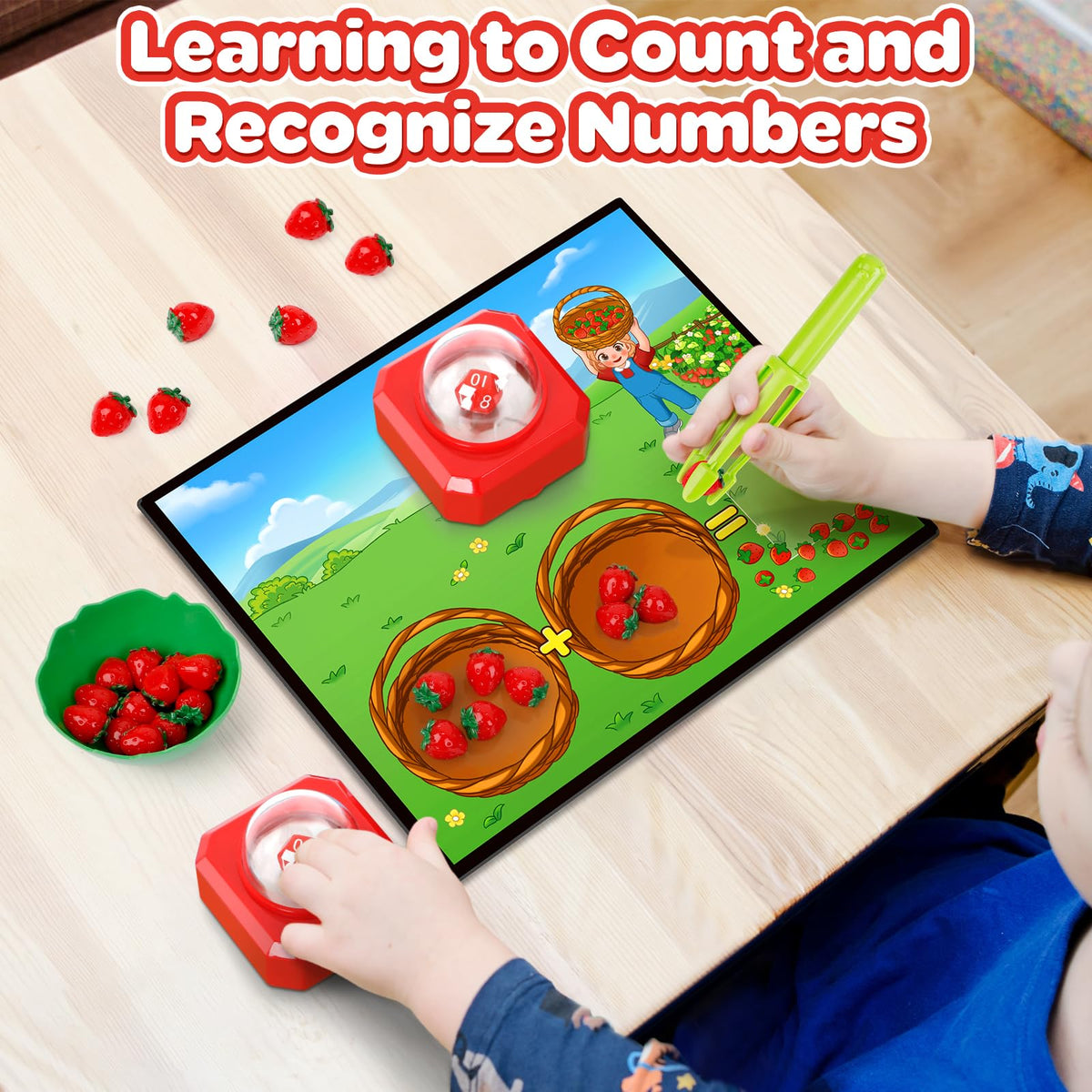 SkilLify plastic strawberries provide tangible counting opportunities.