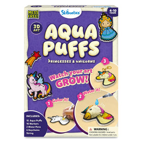 Skillmatics Aqua Puffs 3D unicorns puff up for playful room decor.